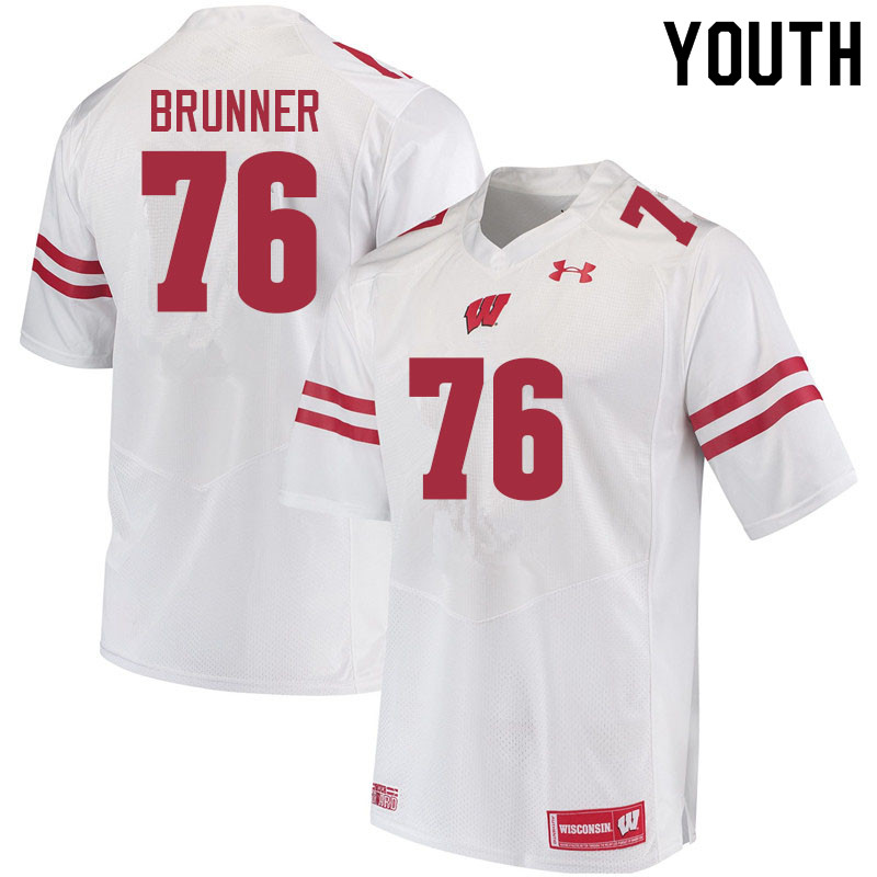 Wisconsin Badgers Youth #76 Tommy Brunner NCAA Under Armour Authentic White College Stitched Football Jersey EC40U24BV